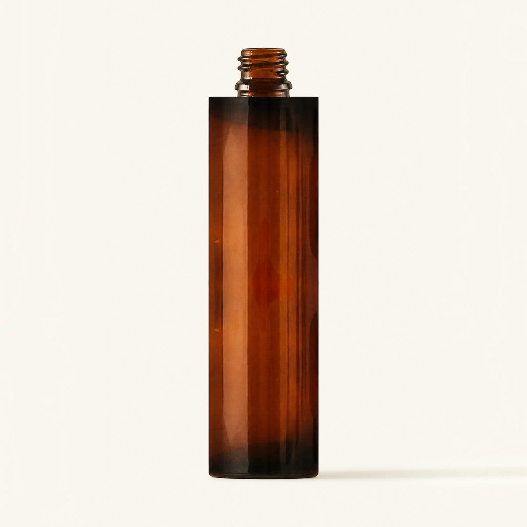 Pure Candle Supplies Melbourne 50ml rectangular amber glass perfume bottle with a threaded neck for spray mister