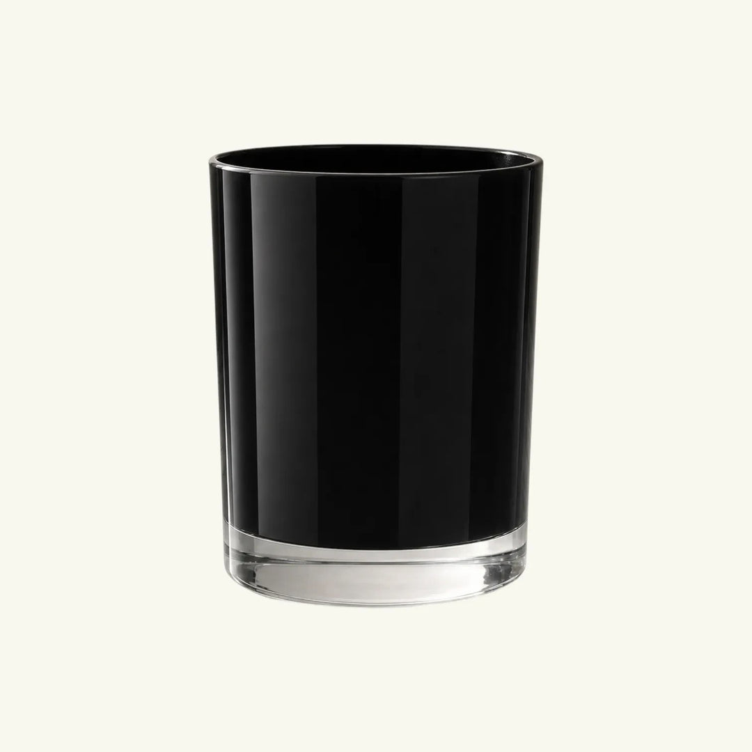 Pure Candle Supplies Melbourne Bobby candle jar, opaque black with clear glass base, medium size.