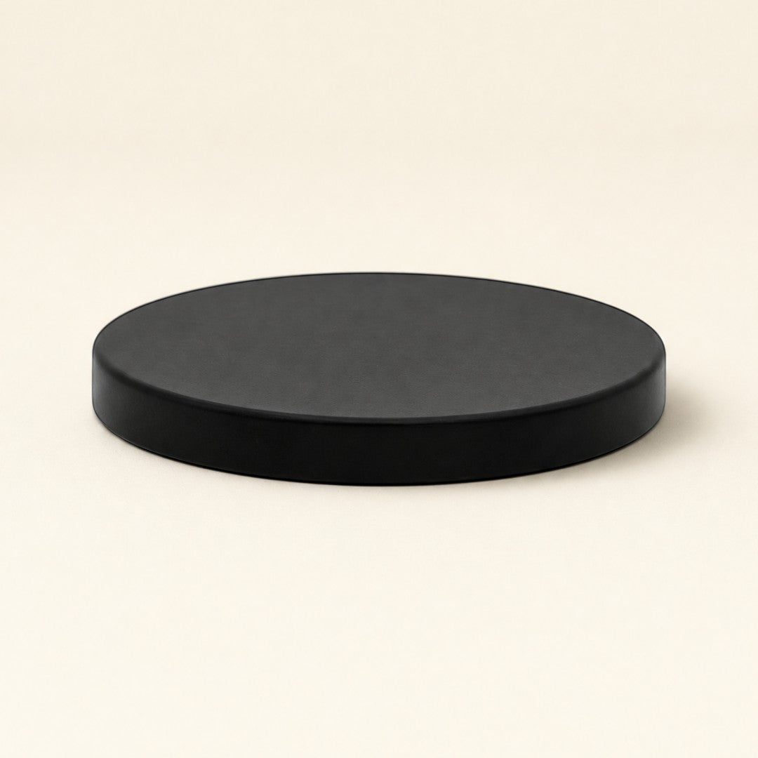 Pure Candle Supplies Melbourne medium black metal candle jar lid with a smooth matte finish