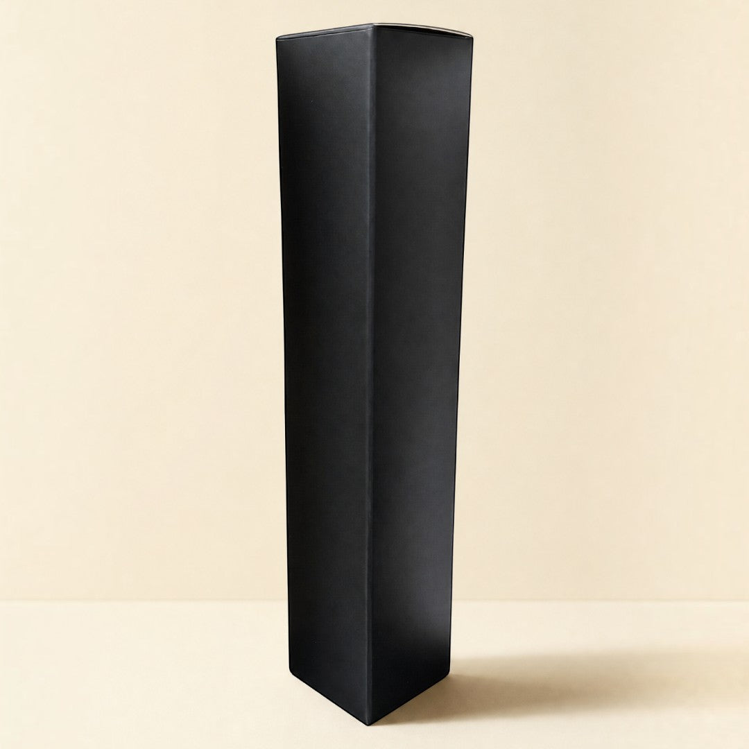 Pure Candle Supplies Melbourne black 100ml perfume bottle packaging with an origami-style interlocking cardboard base