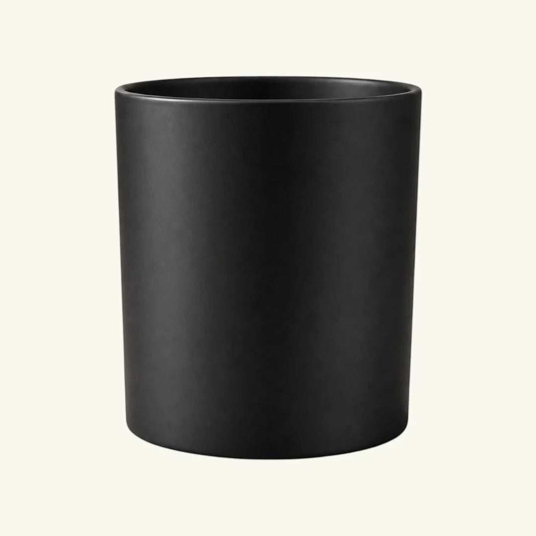 Pure Candle Supplies Melbourne Bobby large matte black glass candle jar with a flat base.