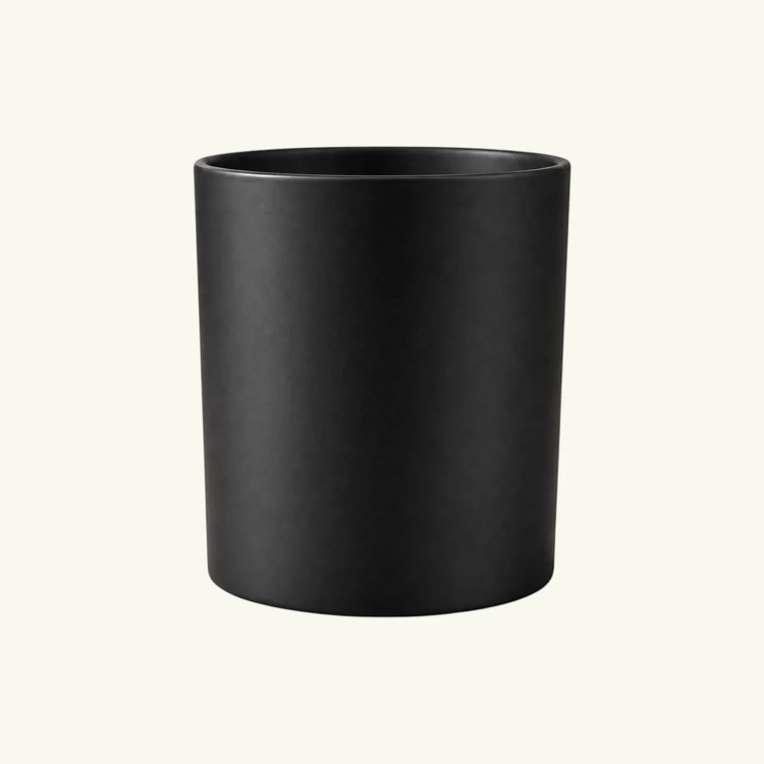 Pure Candle Supplies Melbourne Bobby candle jar, medium size, matte black glass with a flat base, 250gm volume.