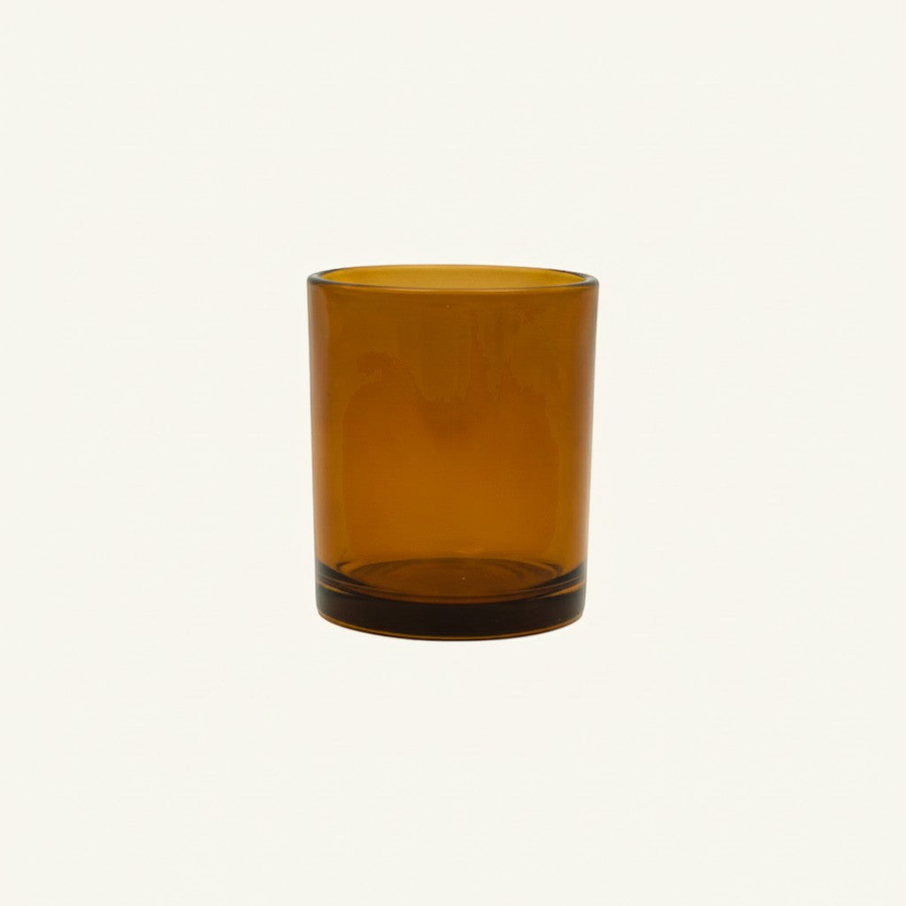 Pure Candle Supplies Melbourne Bobby Votive amber glass jar, 80g capacity, traditional design with thick glass walls.