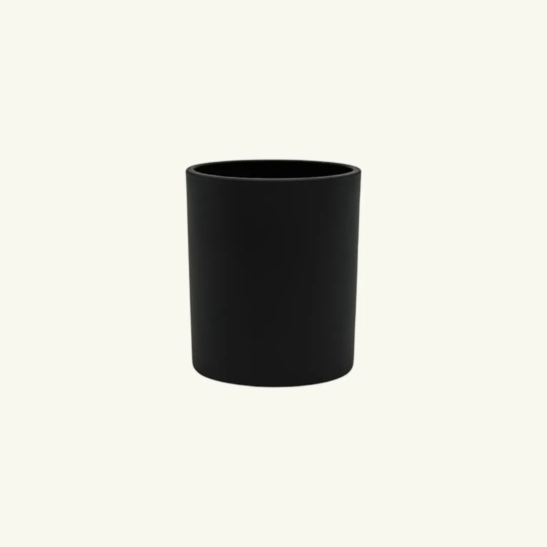 Pure Candle Supplies Melbourne Bobby Votive candle jar, matte black glass with a flat base and thick walls.