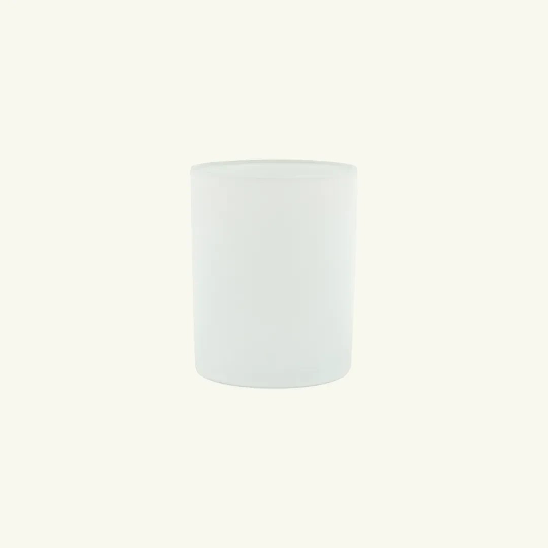 Pure Candle Supplies Melbourne Bobby Votive candle jar in matte white glass. Traditional design with a flat base and thick walls.