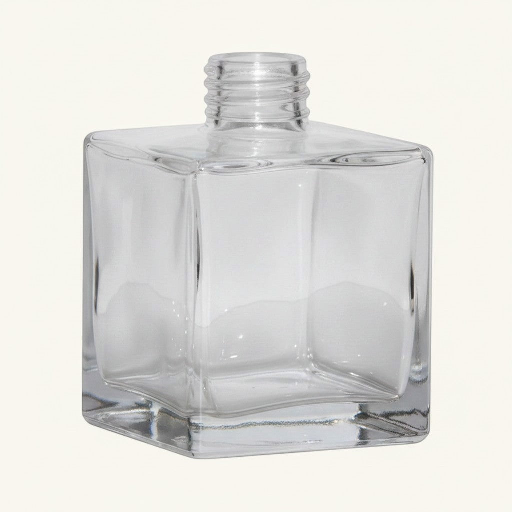 Pure Candle Supplies Melbourne clear glass 200ml square diffuser bottle with screw top collar