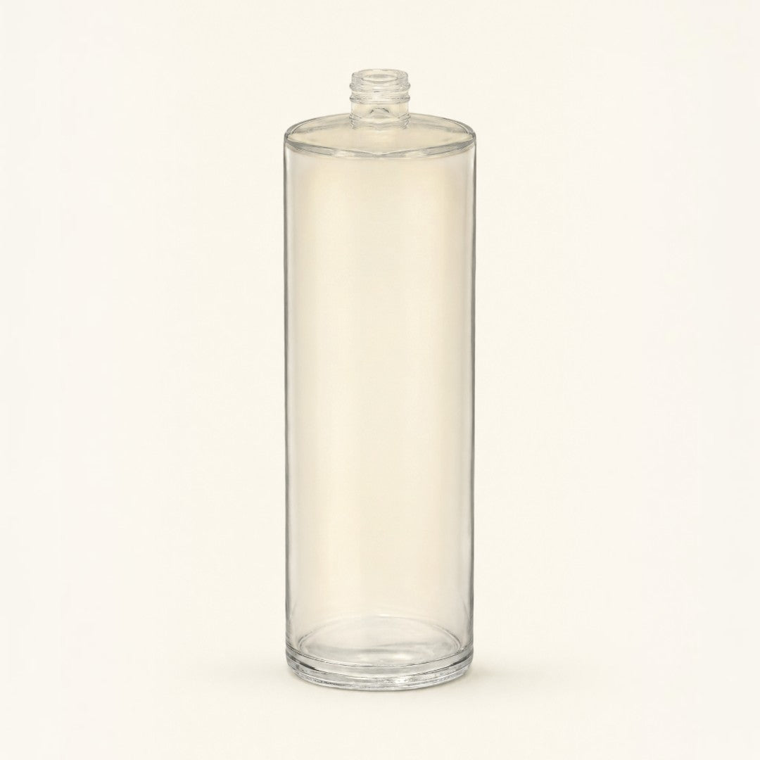 Pure Candle Supplies Melbourne 50ml clear glass cylinder perfume bottle with a threaded neck for mister spray