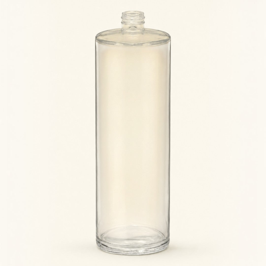 Pure Candle Supplies Melbourne 100ml clear glass cylinder perfume bottle with a threaded neck for mister spray