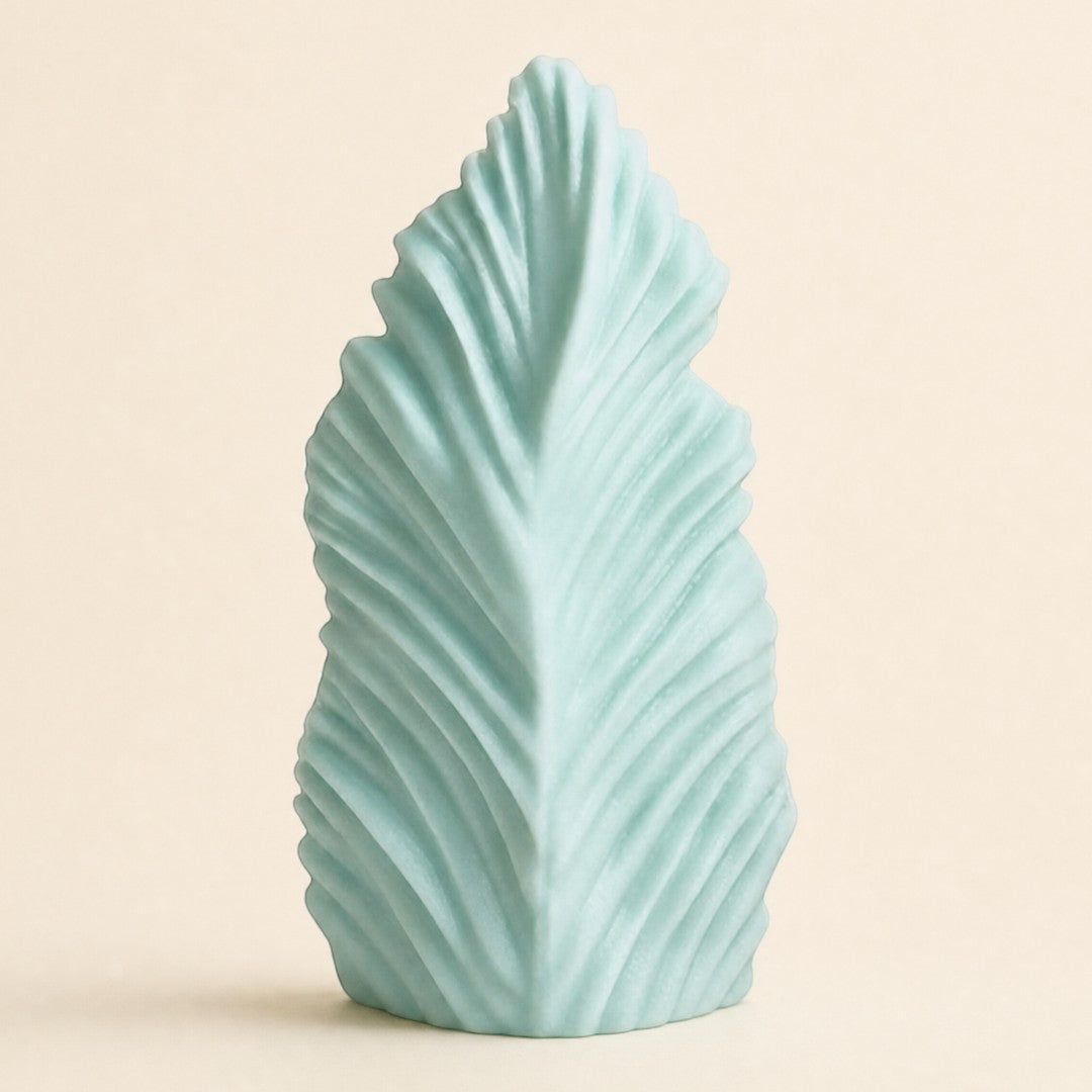 Pure Candle Supplies Melbourne fern leaf silicone candle mould in light blue for intricate botanical candle making
