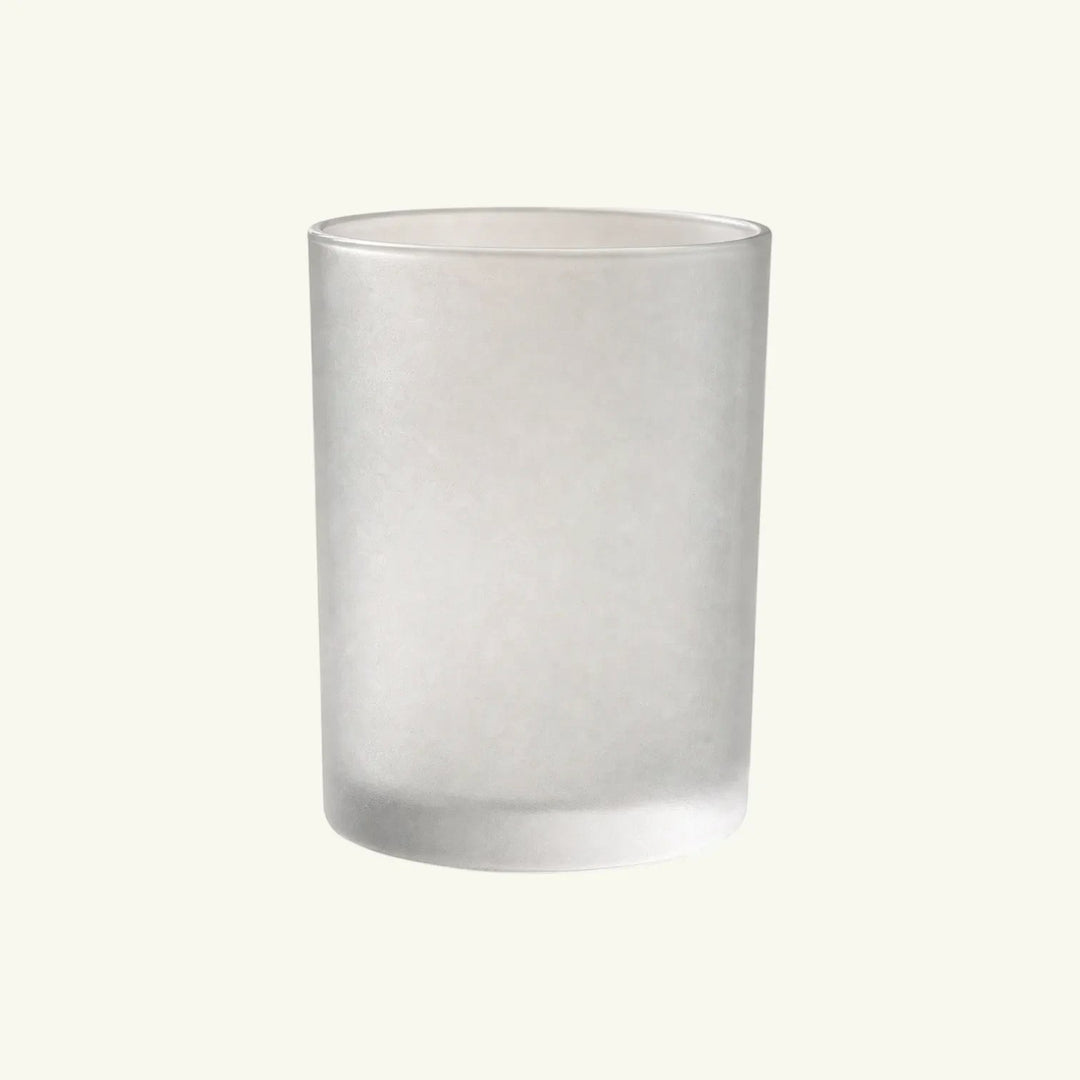 Pure Candle Supplies Melbourne Bobby medium frosted glass candle jar with thick walls and a flat base.