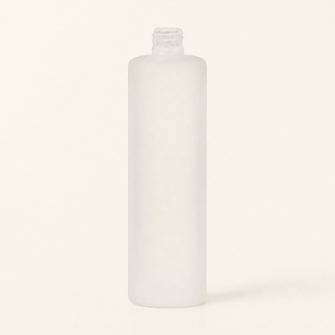 Pure Candle Supplies Melbourne 50ml frosted glass cylinder perfume bottle with a smooth matte finish