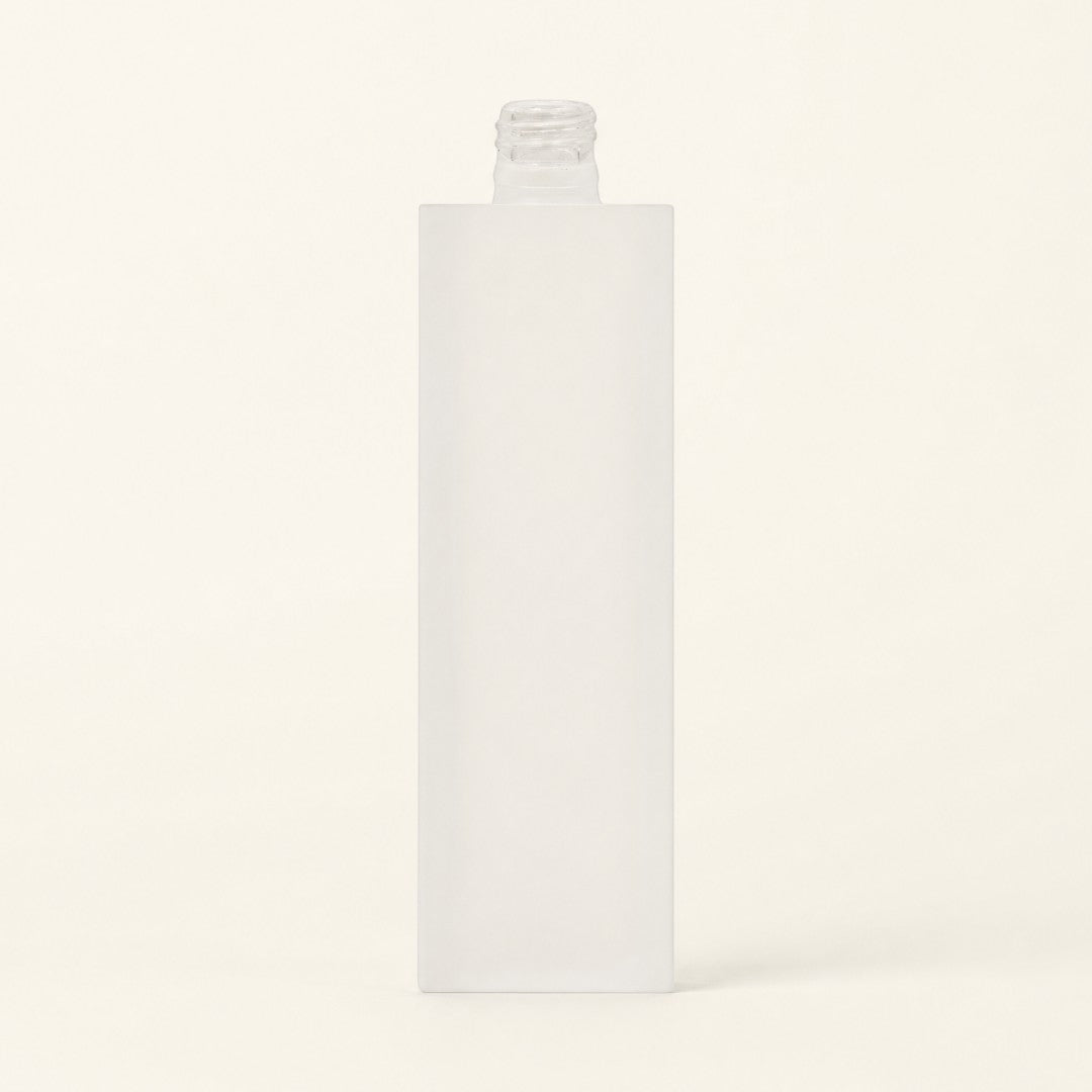 Pure Candle Supplies Melbourne 50ml rectangular frosted glass perfume bottle with a smooth matte finish