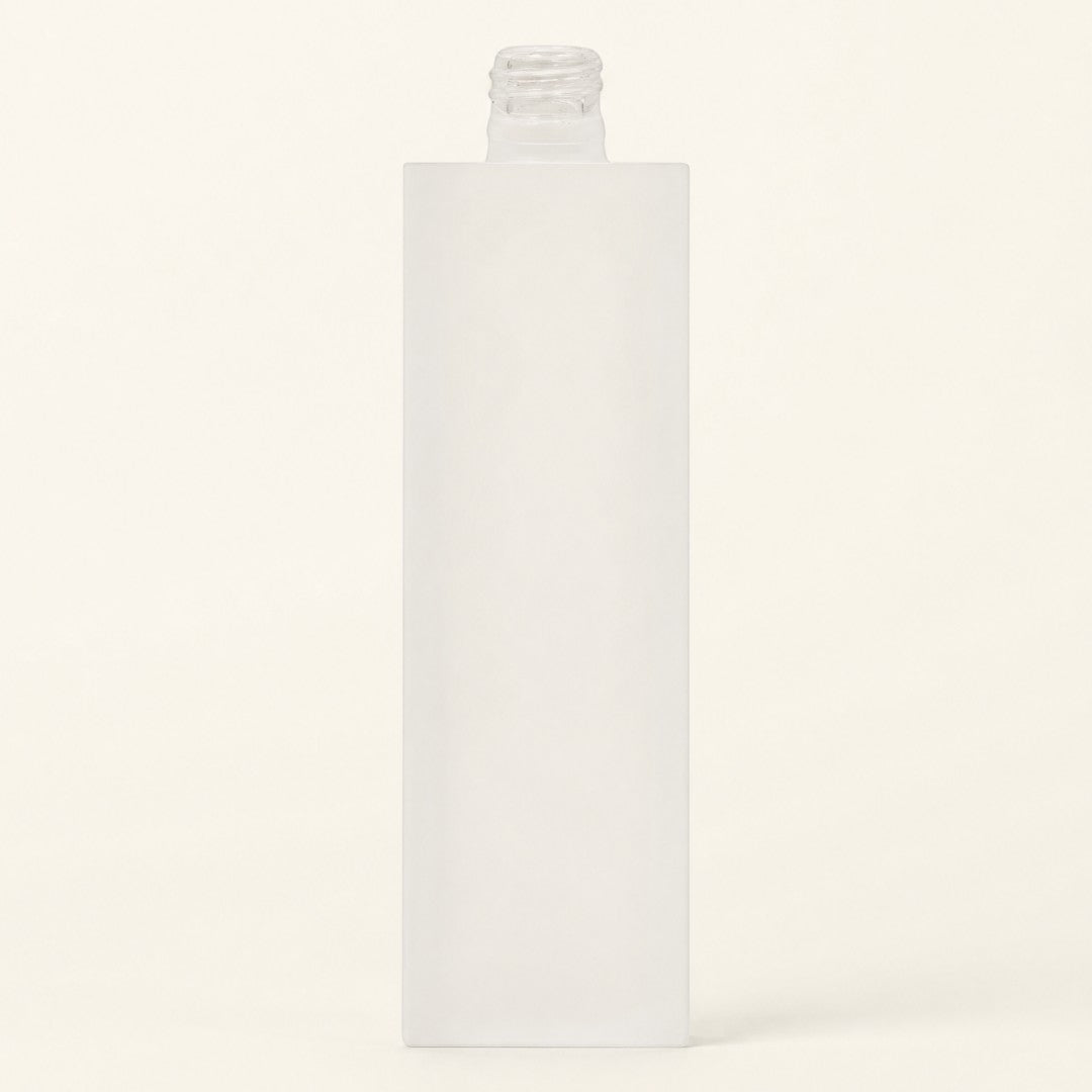 Pure Candle Supplies Melbourne 100ml rectangular frosted glass perfume bottle with a sleek dual-layer finish.