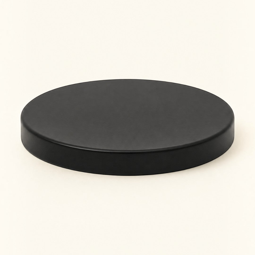 Pure Candle Supplies Melbourne large black metal candle jar lid with a sleek matte finish