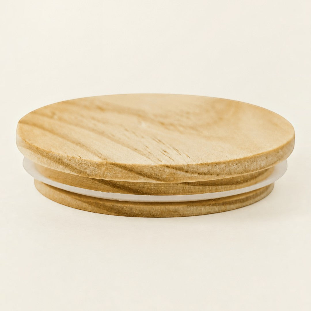 Pure Candle Supplies Melbourne large pine timber candle lid with a 6mm thickness and clear silicone seal.