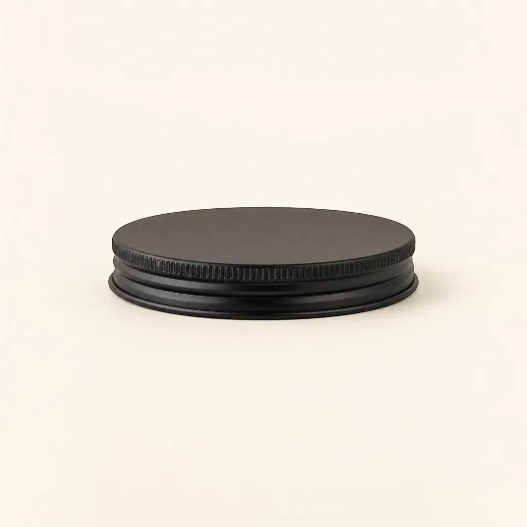 Pure Candle Supplies Melbourne matte black screw-on tin lid for small Archie candle vessels