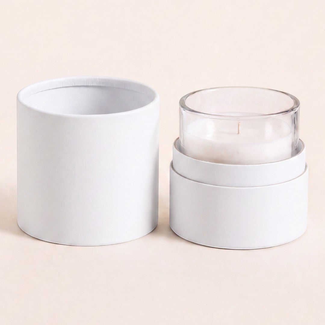 Pure Candle Supplies Melbourne matte white kraft paper tube packaging for small and medium candle jars