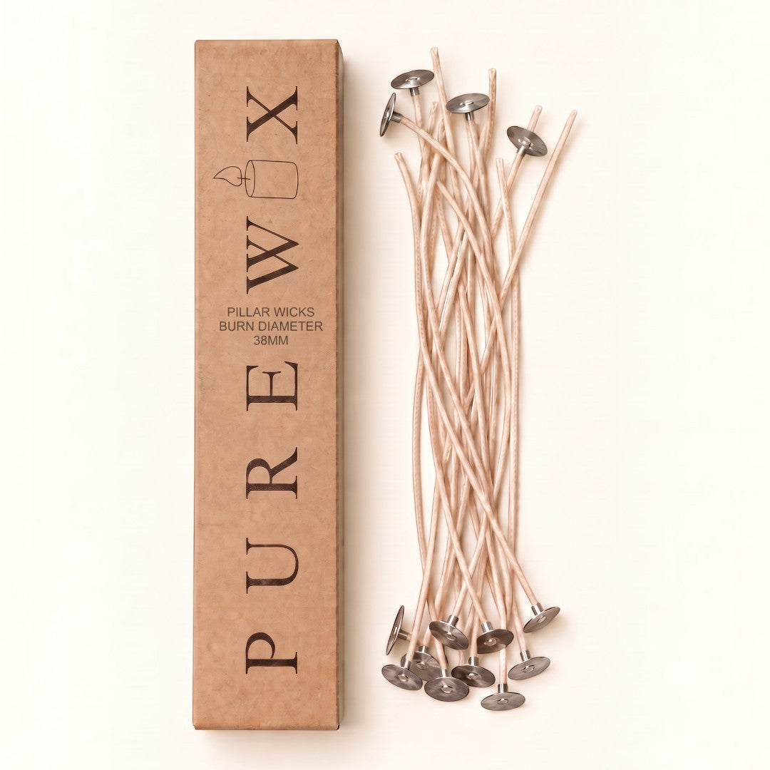 Pure Candle Supplies Melbourne PureWix flat braided cotton candle wicks with metal tabs for pillar candles
