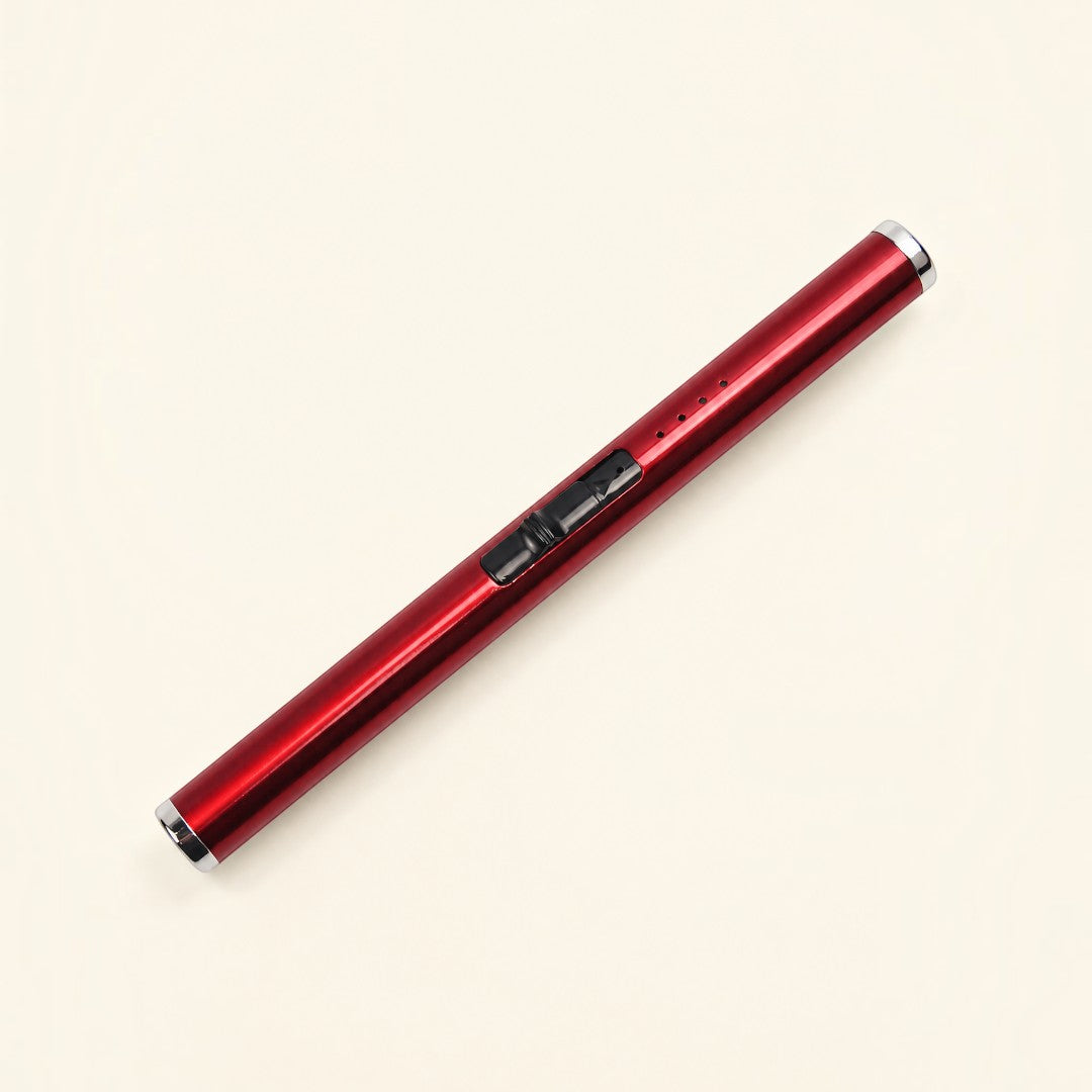 Pure Candle Supplies Melbourne rechargeable red plasma arc USB lighter with safety lock and battery indicator lights