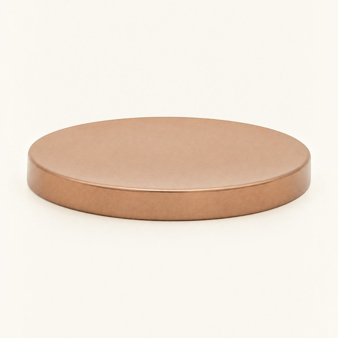 Pure Candle Supplies Melbourne large rose gold metal candle lid with a brushed matte finish