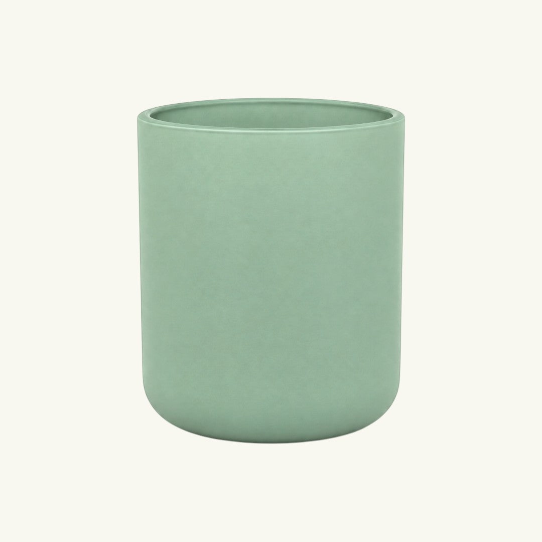 Pure Candle Supplies Melbourne large sage green Sienna candle jar with a smooth curved base and thick glass walls.