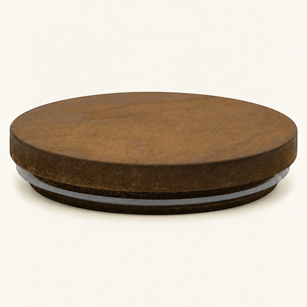 Pure Candle Supplies Melbourne walnut timber lid for Sienna Extra Large candle jars with a 9mm profile.