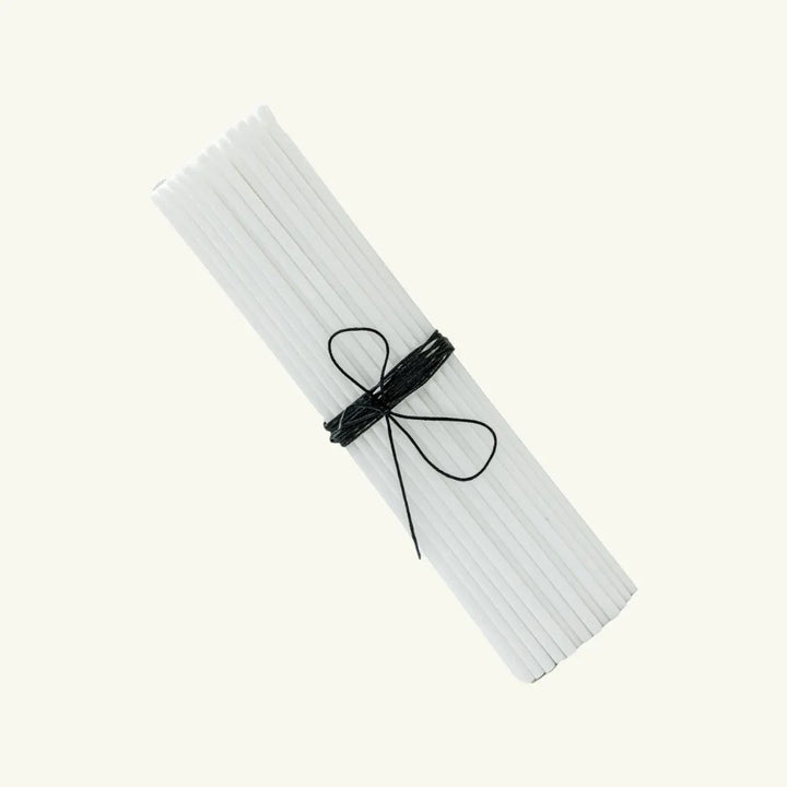 Pure Candle Supplies Melbourne white 25cm polyester fibre reed sticks for oil diffusers tied with black string