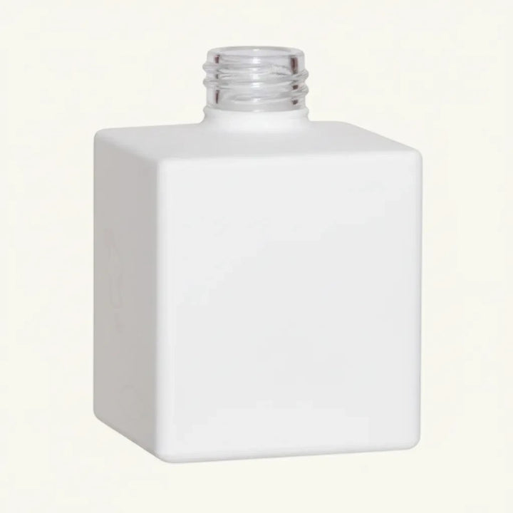 Pure Candle Supplies Melbourne 200ml square matte white glass diffuser bottle with screw top collar.