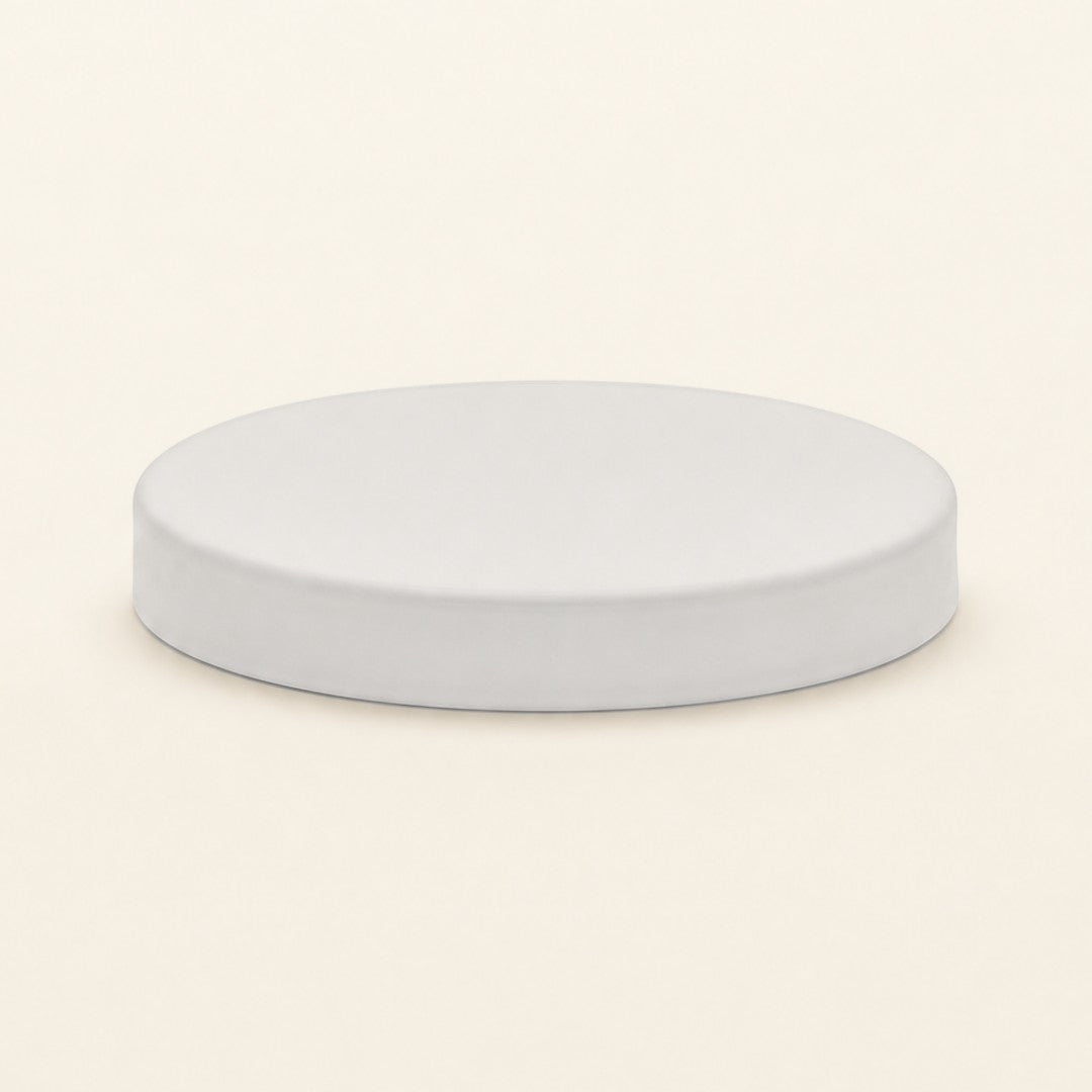 Pure Candle Supplies Melbourne medium white metal candle jar lid with a smooth, minimalist design.