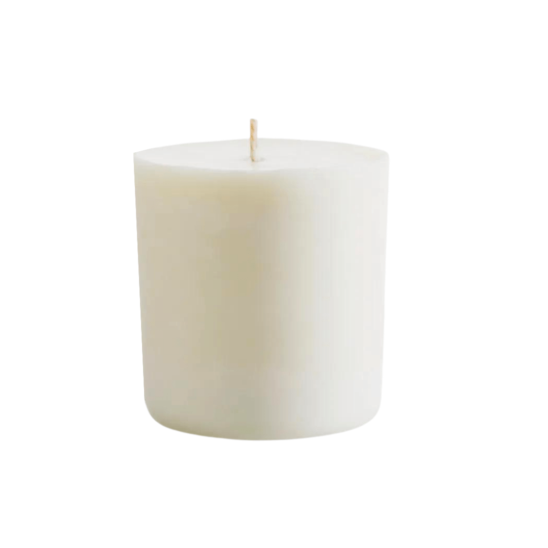 sienna candle refill mould in cambridge style with white wax on white background