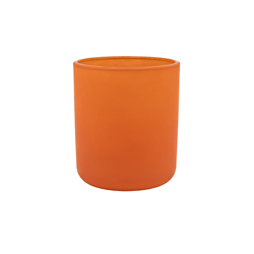 clay pink coloured round candle jar with curved base