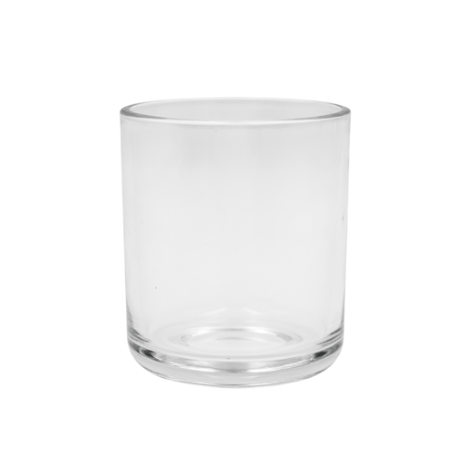 clear round candle jar with curved base