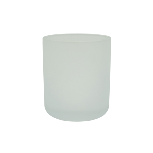 frosted round candle jar with curved base