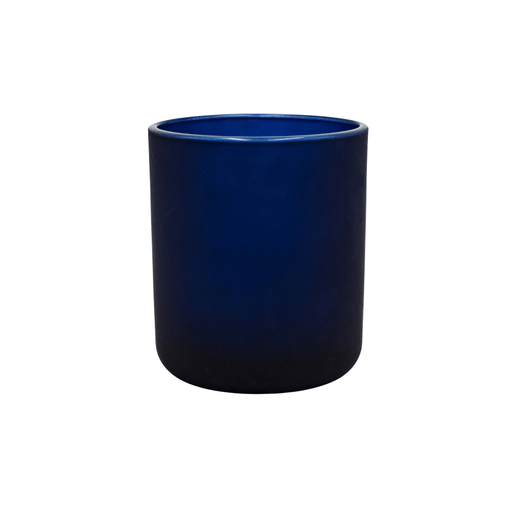navy round candle jar with curved base