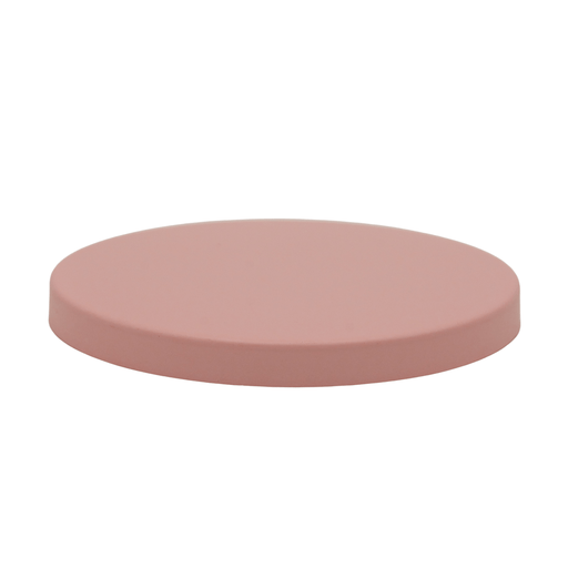 round matte pink metal lid for candle jar on white background