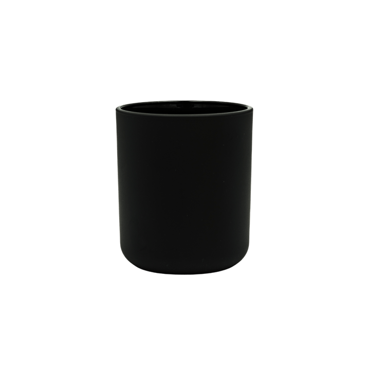 matte black round candle jar with curved base