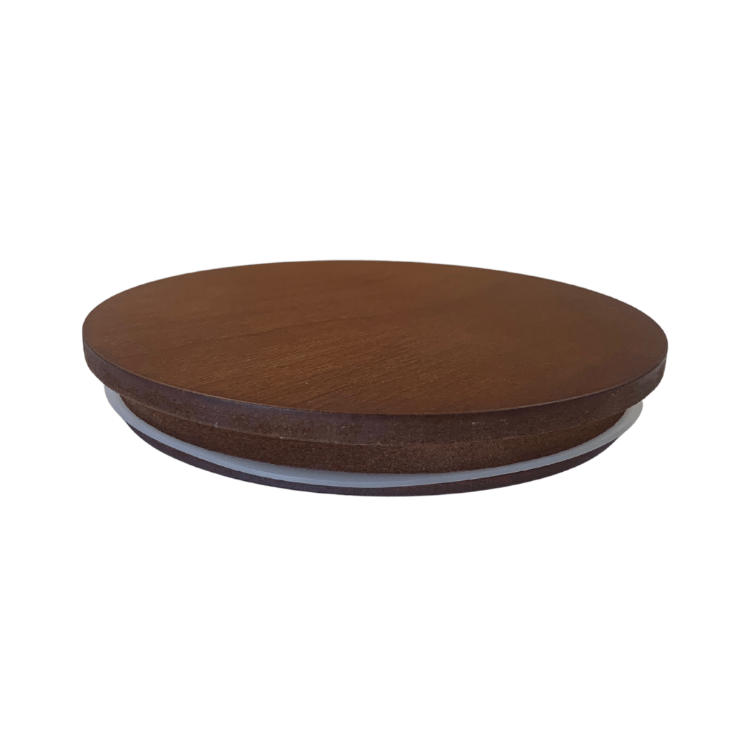 Dark grain timber lid - side view