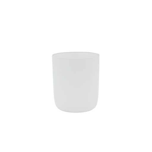 round small matte white candle jar on white background
