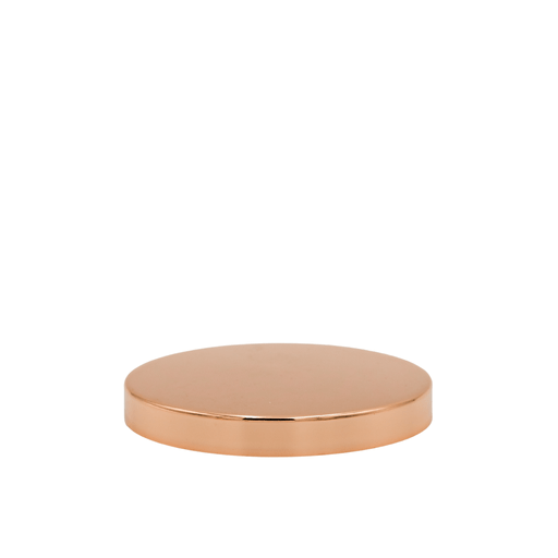 small metal shiny rose gold candle jar lid on white background