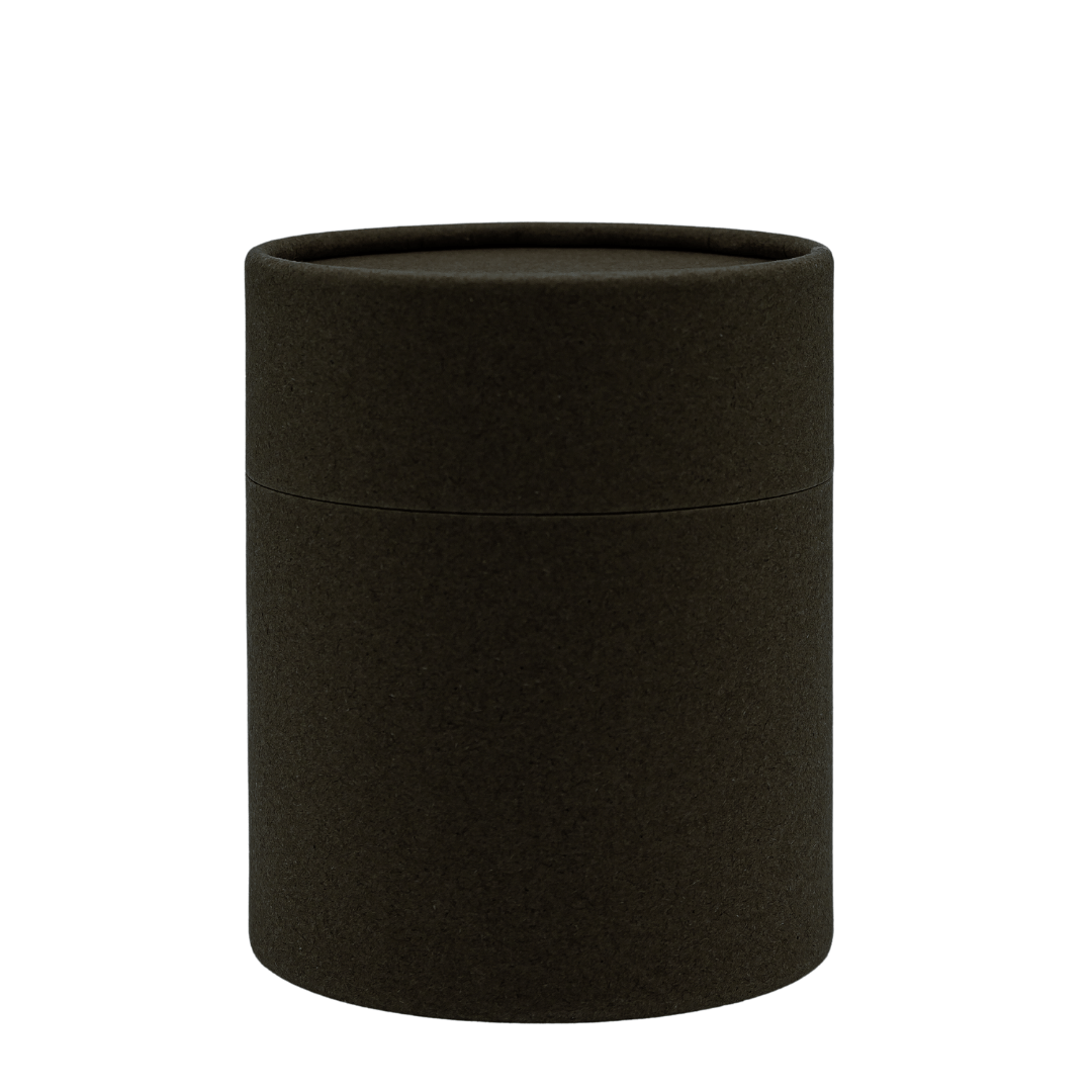 large matte black tube candle packaging
