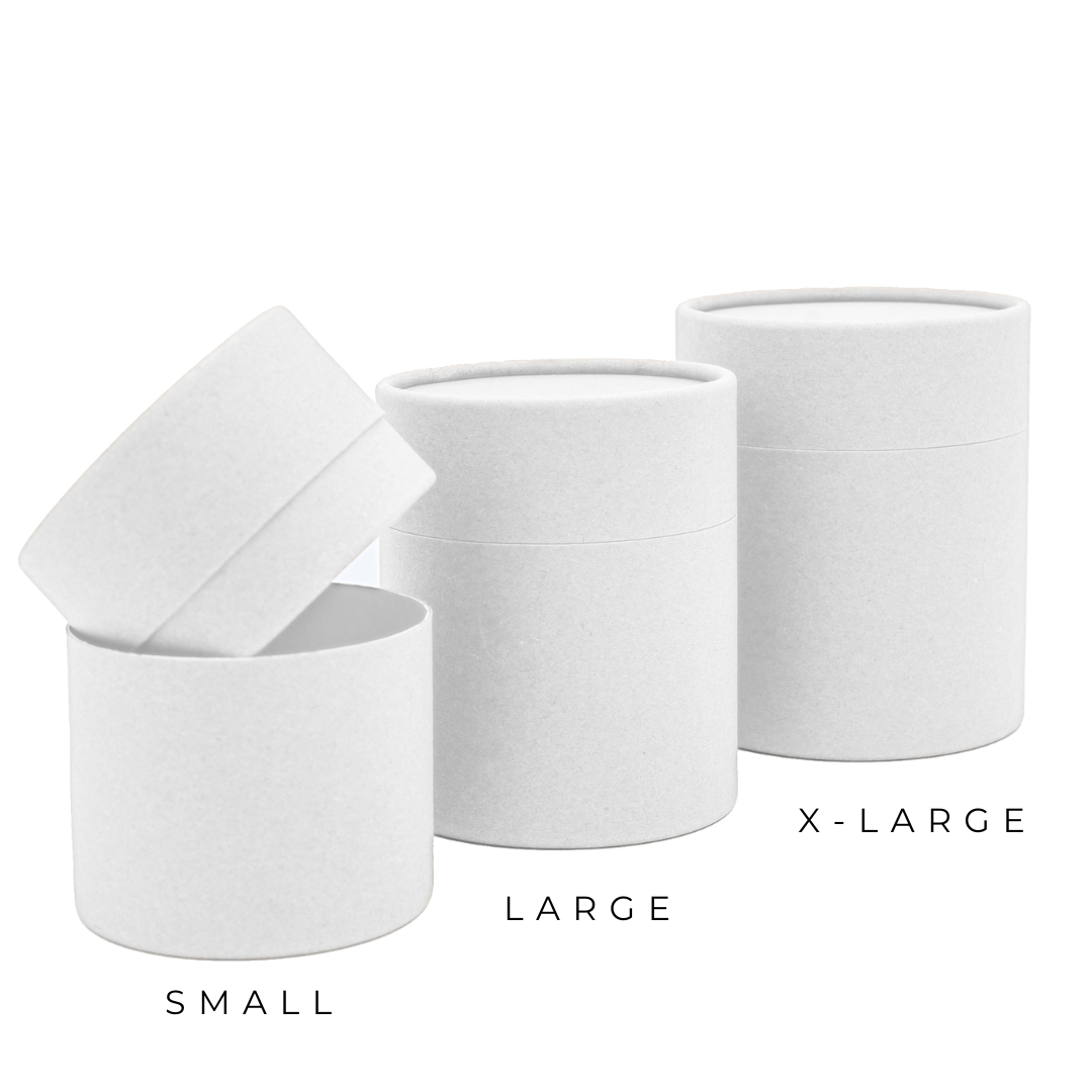 candle tube packaging comparison in small, large & Extra large in matte white coated kraft